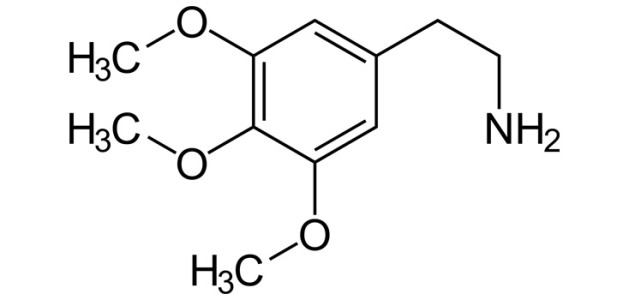 Meskalin-3,4,5-Trimethoxyphenethylamin-molekül-C11H17NO3-chemie-strukturformel